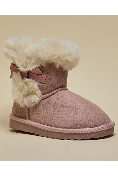 R&B Mauve GIrl Fur Detail Winter Boots