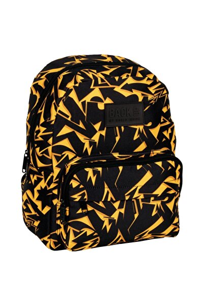 OEM Školní aktovka Derform, kolekce Action, žlutá se vzory, 36x27x16cm, PLB6F42