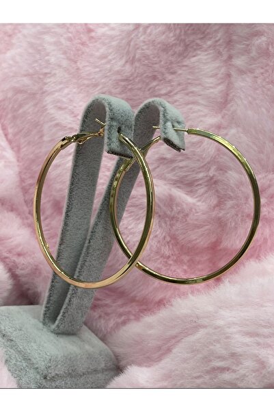 artistik bijuteri Steel Gold Hoop Earrings (5 cm in Diameter)