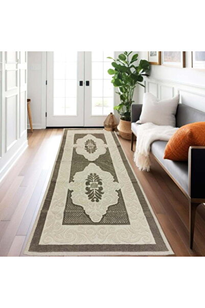 OEM Covor țesut din bumbac, dimensiune 80 x 300 cm Cappuccino, cod CB229