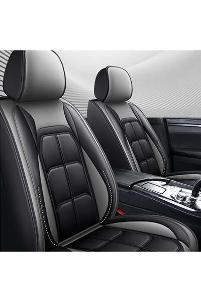 Elindor Set de 5 huse gri deschis, scaune auto Elindor®, huse auto din piele,...