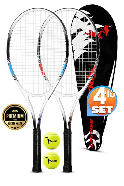Telvesse 4lü SET Deluxe 27 İnç 2 Tenis Raketi Seti 2 Top Çantalı Yetişkin Ten...