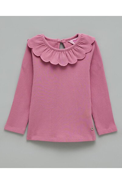 R&B Ribbed Collared Top with Long Sleeves
