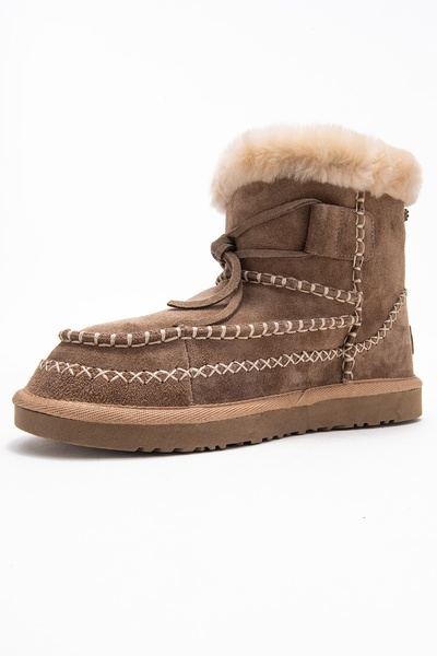 LuviShoes JOREL Kum Süet Hakiki Deri Dikişli Kürklü Kadın Bot