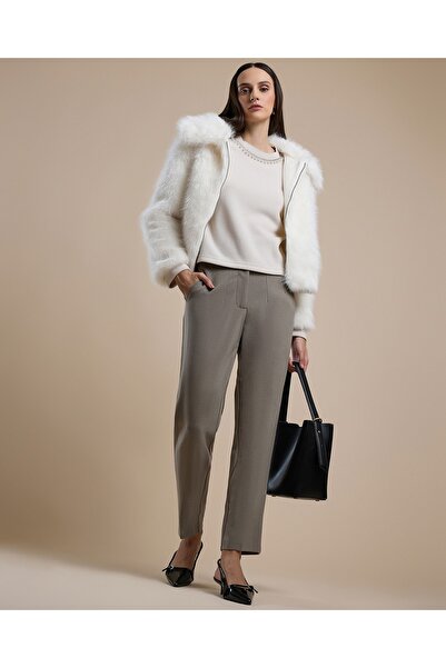 R&B Solid Straight Fit Trousers with Button Closure