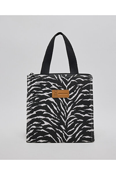 R&B Black Unisex Patterned Lunch Bag