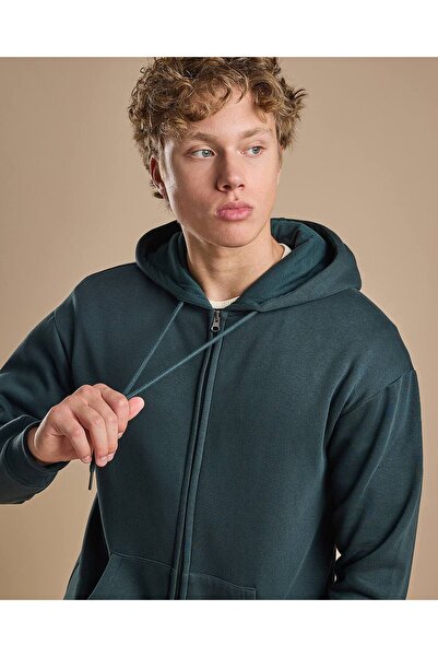 R&B Solid Hooded Jacket with Zipper Closure