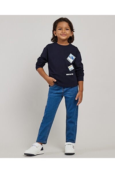 R&B Washed Straight Fit Jeans with Button Closure