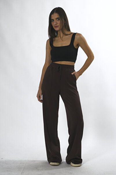 ABBRA Women's Elastic Waist Modal Pants with Stitching Detail on the Front