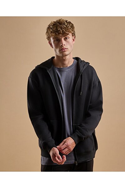 R&B Solid Hooded Jacket with Zipper Closure