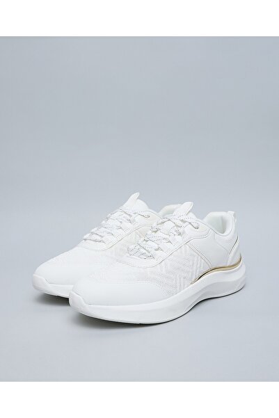 R&B White Women's Textured Lace Up Sports Shoes