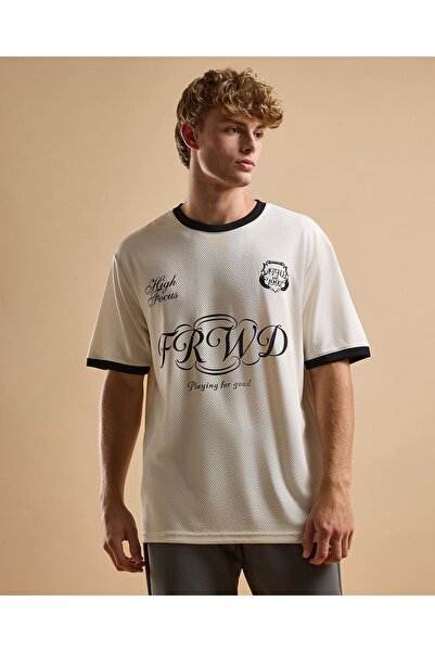 R&B Typography Print T-Shirt with Crew Neck and Short Sleeves