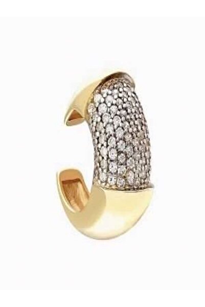 AychaAksesuar çelik vip bombeli zirkon taşlı serenay sarıkaya geçirmeli taşlı kıkırdak küpe