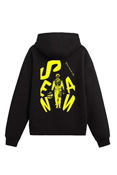 Edizen هودي آيرتون سينا دا سيلفا للجنسين مقاس كبير باللون الأسود