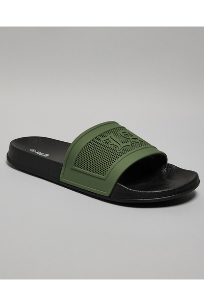 R&B Olive Men's Olive Men's's Textured Slides