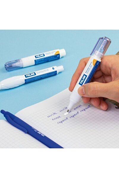 Milan Stilou corector, culoare alb, material plastic, capacitate 5 ml, set de 12 bucăți