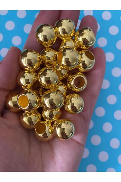 312 KONSEPT 30 Adet16 MM Büyük Boy İri Delik Gold Boncuk 1 paket Delik Çapı 8...
