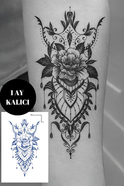 TAKIŞTIR Çiçek Figürlü 12 Saat Sonra Kararan Geçici Orta Dövme Tattoo