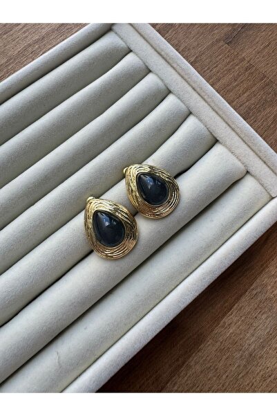 MODA 14k Vip Seri 28 mm Siyah Taşlı Küpe