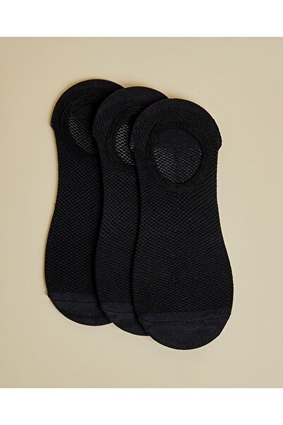R&B Black Women's 3 Pack Solid No-Show Socks