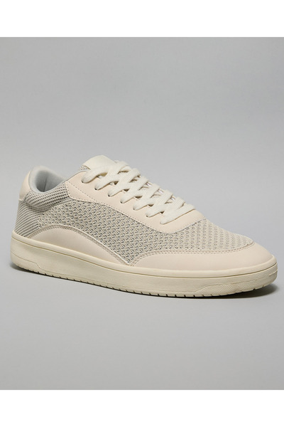 R&B Ivory Men's Knit Detail Low Top Sneakers