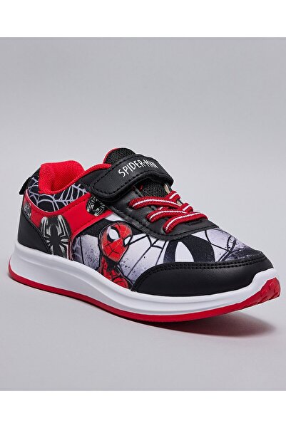 R&B Black Boy's Spider-Man Velcro Sneakers