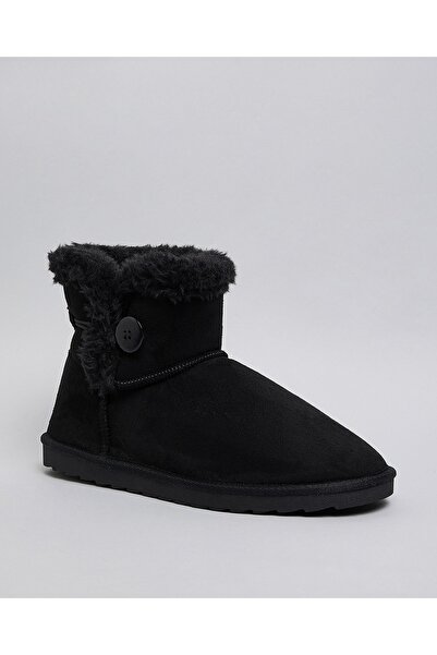 R&B Black Women's Textured Winter Ankle Boots
