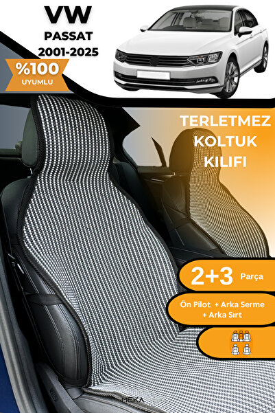 TREND Anti-Sweat Car Seat Protector Cover 100% Cotton 5-Piece Full Set Smoked White Vw Passat