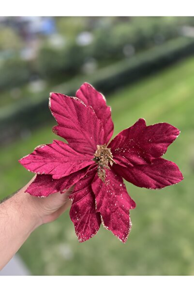 Derin Düşler Yılbaşı Çam Ağacı Süsü Çam Ağacı Çiçeği Ata Çiçeği Kırmızı Bordo 20 cm Çap 20 cm YÜKSEKLİK