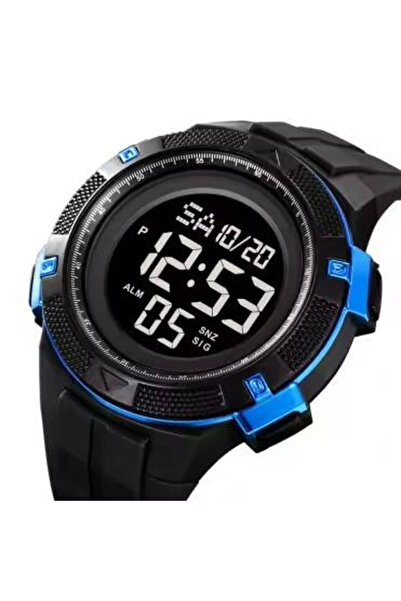 Skmei Ceas de mână bărbătesc, casual, digital, cu iluminare din spate, sport, afișaj dată, alarmă, negru, albastru