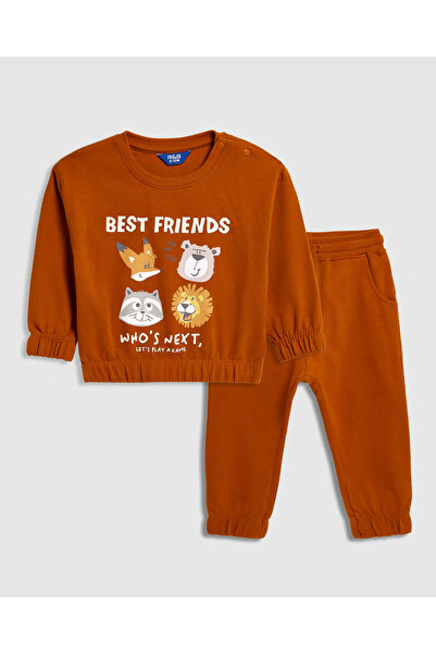 R&B طقم سويت شيرت وبنطال رياضي مطبوع