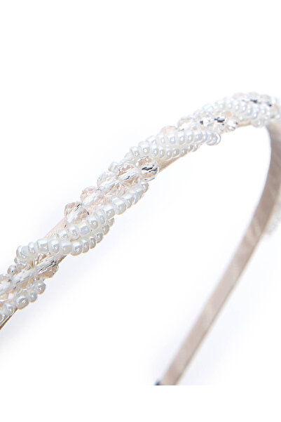 R&B White Women's Embellished Headband