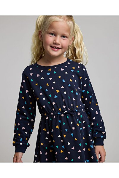 R&B فستان مطبوع بقصة A مع رقبة دائرية وأكمام طويلة