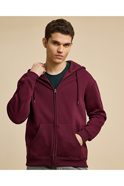 R&B Solid Hooded Jacket with Zipper Closure