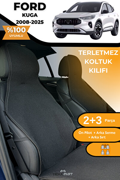 TREND Anti-Sweat Car Seat Protector Cover 100% Cotton 5-Piece Full Set Black Ford Kuga