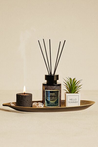 Şahane Pazar Çubuklu Koku Mum Tepsi Dekorasyon Seti SHN-2056