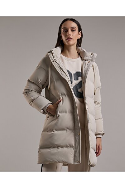 R&B Quilted Hooded Puffer Jacket with Zipper Closure