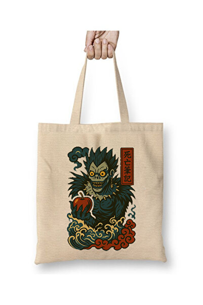 Toyaso Death Note Ryuk Біла тканинна сумка з довгими ручками Сумка для покупок Сумка для пляжу