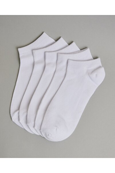 R&B White Men's 5 Pack Socks Ankle Socks