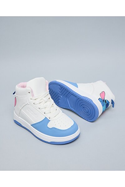 R&B Stitch Printed Lace Up High Top Sneakers