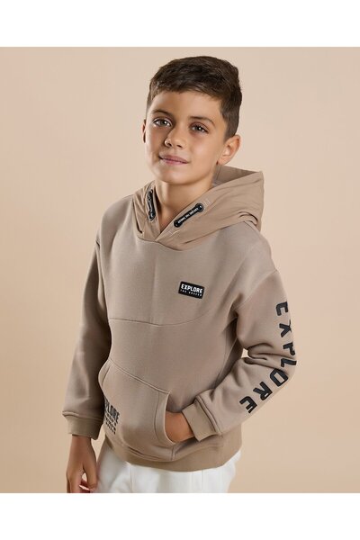 R&B هودي مطبوع بخطوط وأكمام طويلة