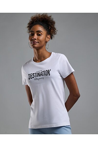 R&B Typography Print T-Shirt with Crew Neck and Short Sleeves