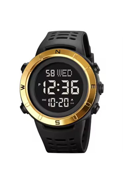 Skmei Ceas de mână bărbătesc sport casual digital cu iluminare din spate afișaj dată alarmă negru auriu