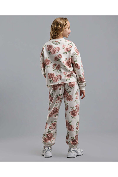 R&B Ivory Girl's Floral Print Sweatsuit Set