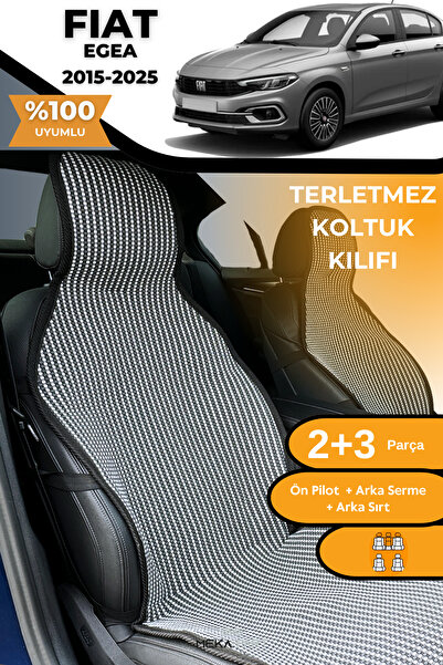 TREND Anti-Sweat Car Seat Protector Cover 100% Cotton 5-Piece Full Set Smoked White Fiat Egea