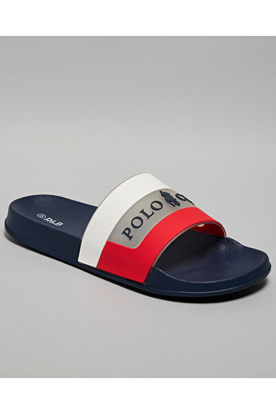 R&B Navy Blue Men's Color Block Slides