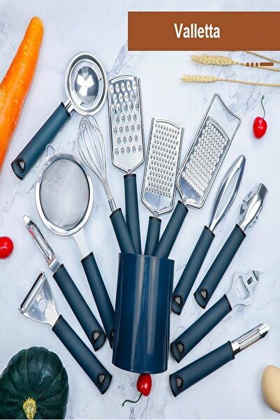 Bonjour Luqa 13 Piece Multi-Purpose Practical Kitchen Utensil Serving Set with Stand