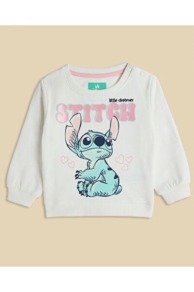 R&B Stitch Print Sweatshirt with Crew Neck and Long Sleeves