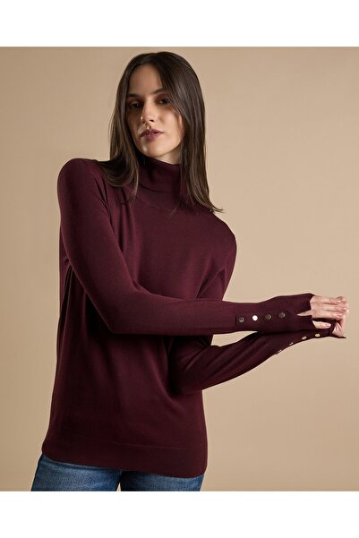 R&B Solid Sweater with Turtleneck and Long Sleeves