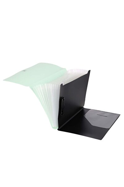 Strigo PP A4 folder, 13 compartments, elastic closure, metal clip, mint SF051